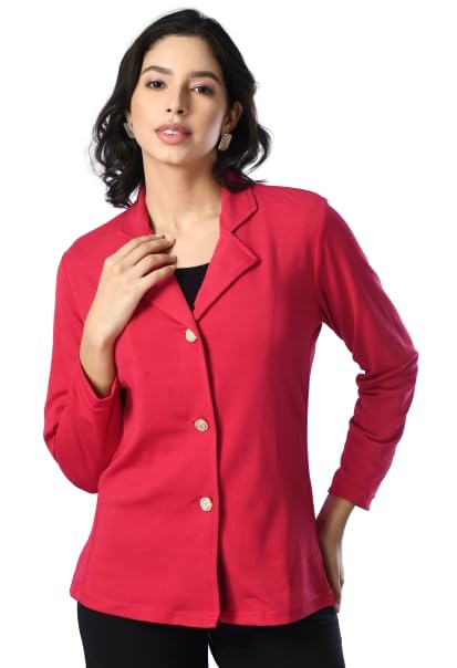 iuga Women Jacket Style Full Sleeve Pink Blazer-picture-15