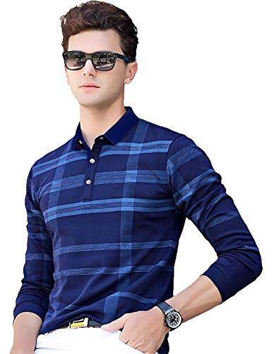 Image of EYEBOGLER Men's Polo Neck Full Sleeves Printed T-Shirt