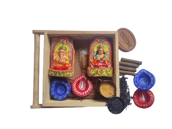 Satya Sattvik Pooja Pack with Samagri, Lakshmi Ganesh, Kale til I Cow Dung soap I Cow Dung dhoop I Cow Dung Colored Diya I Sats_140