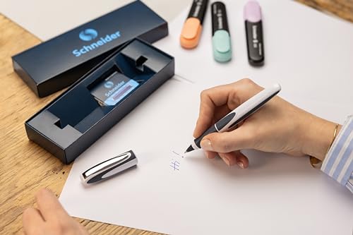 Image of Schneider Ray Rollerball Pen Gift Set White /Dark Grey Ink Colour: Blue