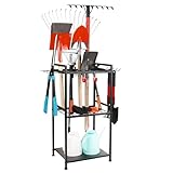MHHO-WG Gartengeräteständer mit 35 Schlitzen & 11 Haken,Schwerlast Kohlenstoffstahl Gartengeräte Organizer,Gartenwerkzeug aufbewahrung Ideal für Besen/Schaufel/Rechen/Hacke,Garage,Garten & Schuppen