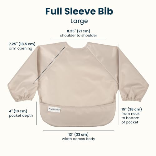 Image of Tiny Twinkle Long Sleeve Bib for Babies & Toddlers | 2-Pack Waterproof Smock Bib for Eating | Machine Washable & Mess-Proof Feeding Essentials | Newborn Shower Gift (Periwinkle Putty,2-4Y)