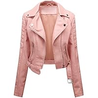 Chaqueta Motorista Mujer Biker Faux Leather Jacket Women Chaqueta Simil Cuero Sintetico Corta Mujer Tachuelas Chaqueta Piel Sintetica Imitacion Cuero Chaquetas Biker Mujer Pu Jacket Women Rosa 4XL