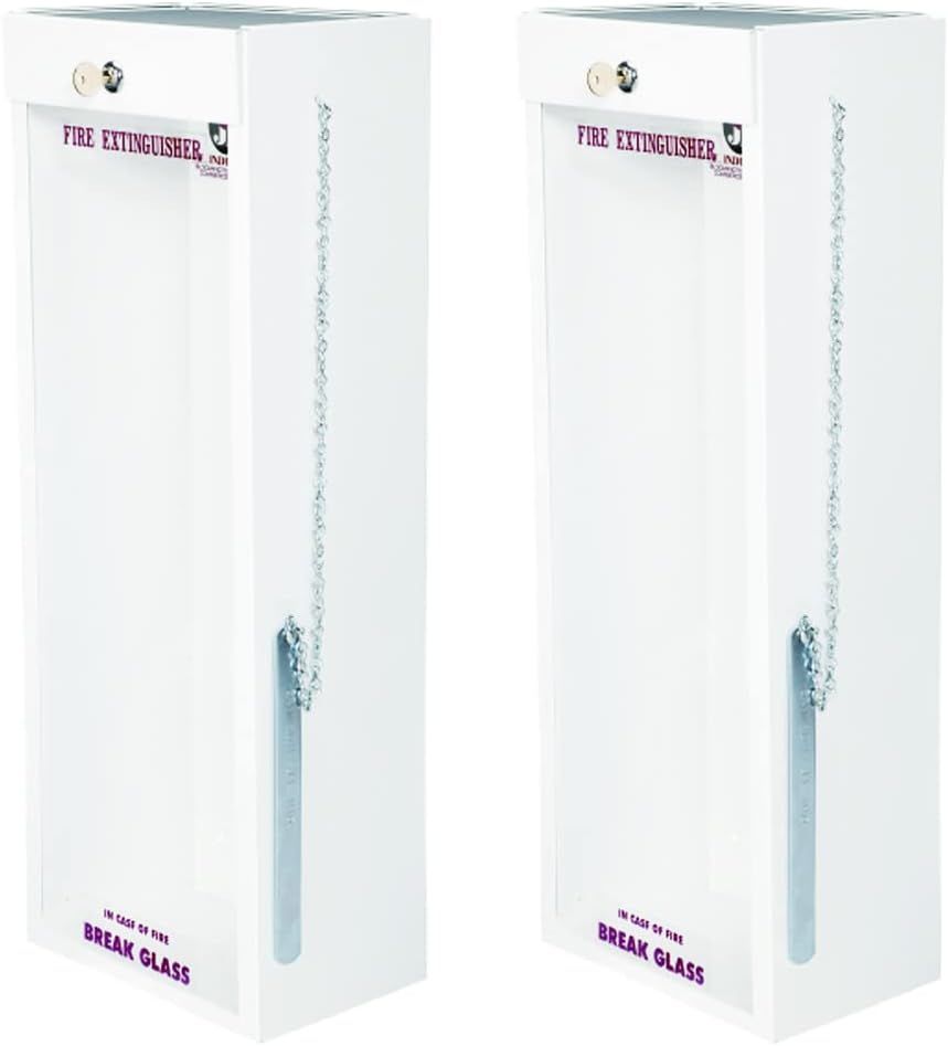 Strike First (2 Pack) 5 Lb Steel Fire Extinguisher Cabinet for 5 Lb Fire Extinguishers, White