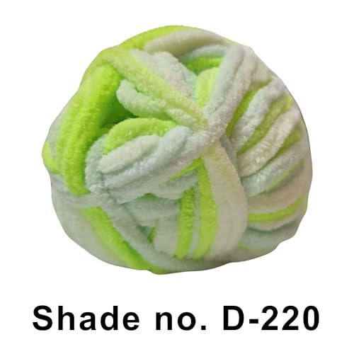 Image of VCR Neon Glow Tri-Color, 100 Grams Hank, 60 Meters Length, Premium Polyester Ball for Crochet and Knitting, Pack of 1 Yarn, Soft and Bulky Fur Suitable for DIY