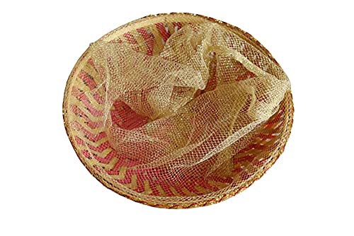 Image of Bamboo Multipurpose Round Shape Designer with net Room Wedding Gift Packing Gift Packing Basket (Set of 2) (24X24X8 cm)