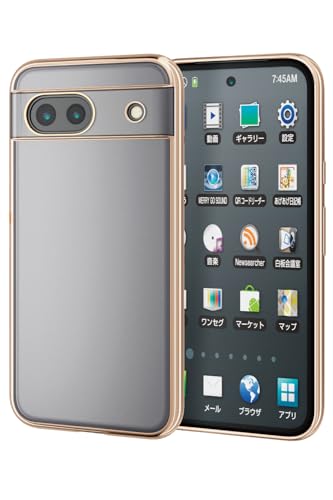 エレコム Google Pixel 8a ケース カバー 透明 耐衝撃 衝撃吸収 ハイブリッド TPU メタリックフレーム カメラ保護 ワイヤレス充電 対応 メタリックゴールド PM-P241UCTMKGD