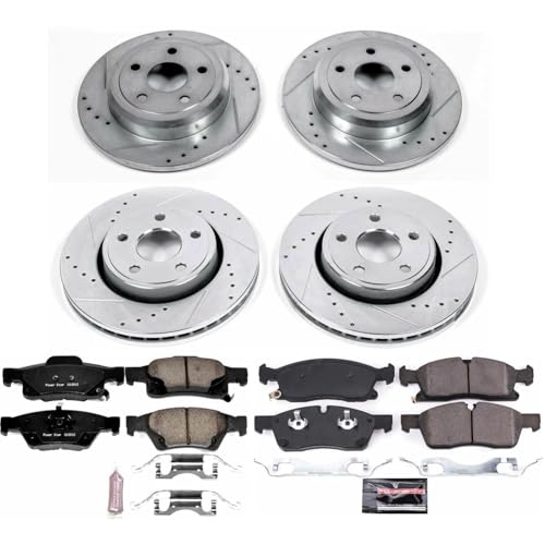 Power Stop K7413 Front and Rear Z23 Carbon Fiber Brake Pads with Drilled and Slotted Brake Rotors Brake Kit For 2017 2018 2019 2020 Jeep Grand Cherokee - Thumbnail 2
