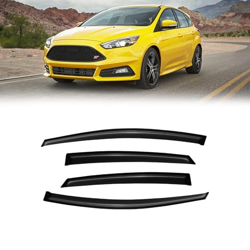 Rain Guards for 2012-2018 Ford Focus Sedan & Hatchback (Not fit rs), Out-Channel Window Visor Shields Vent Deflector Shade Wind Dark Smoke 2013 2014 2015 2016 2017 12 13 14 15 16, Outside-Mount, 4PCS by CMVT Auto - Used condition - US$24.95