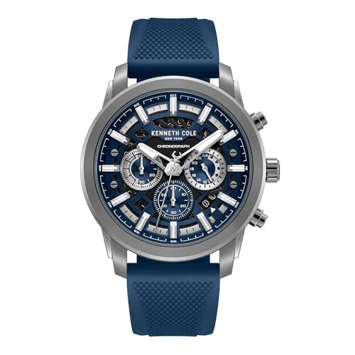 Montre chronographe Kenneth Cole cadran bleu et accents bronze haute précision