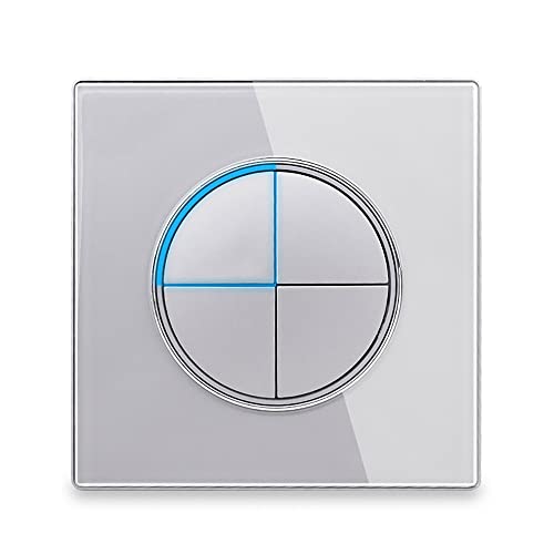Interrupteur mural va-et-vient en verre gris avec indicateur LED lumineux pour salon