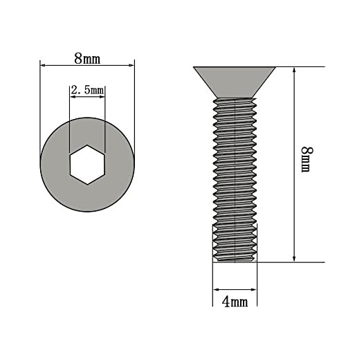 Senkschrauben mit Innensechskant. DIN 7991 A2 M4x8-100 Stück