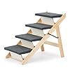 Mewang wooden dog stairssteps foldable 4 levels pet stairs ramp perfect for beds and cars portable dogcat ladder up to 110 pounds  urban country home decor