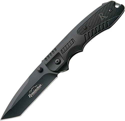 Remington Cutlery R11602 R51 Assisted Opener Folding Knife with Black Oxide Finish Tanto Blade, 4 1/2-Inch, Black
