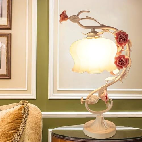 Rose Blume Tischlampe, LED Nachttischlampe Keramik Schreibtischbaum Lampe Modernes Leselampe, Buchlampe kann für Home, Hochzeit Weihnachten, Wohnzimmer