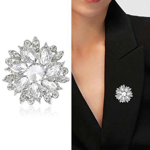 Image of Trendy Large Rhinestone Flower Brooches 8-color for Women Luxury Office Party Casual Pins Jewelry Accessories Gifts