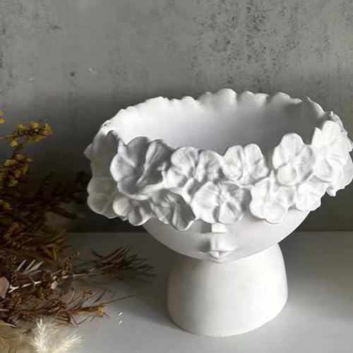 Flower Wreath Girl Concrete Flower Pot Silicone Mold Succulent Planter Pot Vase Mold Candle Jar Storage Box Plaster Epoxy Resin Cement Clay Mould by NINEXY - Used condition - Image 7