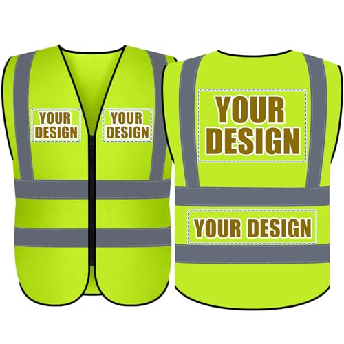 Custom Logo Safety Vest, Class 2 Reflective Construction Vest Zipper Front, Meets ANSI/ISEA Standards
