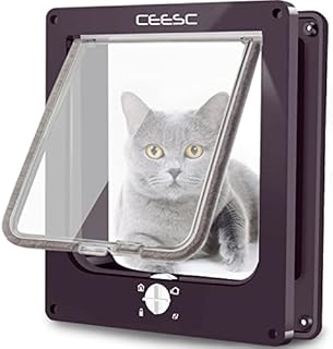 CEESC Large Cat Flap, Magnetic Pet Door with Rotary 4 Way Lock for Cats, Kitties and Kittens, Upgraded Version