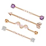 Guohetuk 4X Pendientes de Barra Industrial 14G Joyería para Piercing Corporal