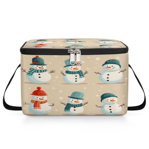 GzLeyigou Xmas Snowmans Lunch Bags for Women Men 9 Cans, Hot & Cold Food Delivery Bag Insulated Grocery Bag Insulated Lunch Box Cooler Bag for Office Work Picnic Beach