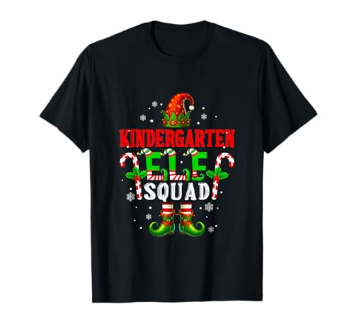Kindergarten Elf Squad Xmas Elf Hat Shoes Funny Job Team T-Shirt