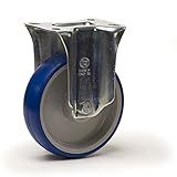  Roulette polyuréthane bleu fixe diamètre 80mm roulement à billes fixation à platine