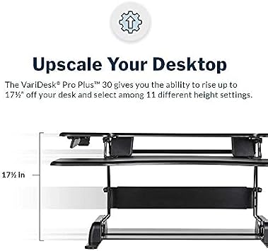 Vari VariDesk Pro Plus 30 Height Adjustable Standing Desk Converter for Home Office - Sit to Stand Desk with 11 Height Settings, Spring-Assisted Lift, and Weighted Base - Fully Assembled, Black