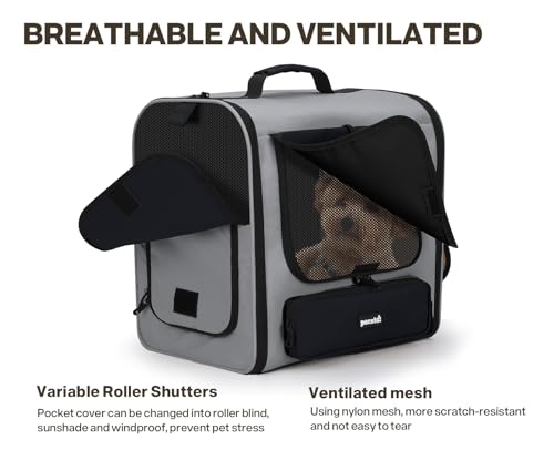 pecute Große Katzen Rucksack Tragetasche für Katzen & kleine Hunde, Belüfteter & robuster Haustier Rucksack für Wandern, Camping, Reisen Leichtes, ergonomisches Design, Grau