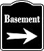 Basement Right Arrow BLACK Aluminum Composite Sign, 8.5