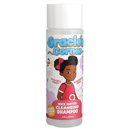 Gracie's Corner Rice Water Shampoo — Kids Moisturizing Shampoo for Curly, Coily & Textured Hair — Gentle Sulfate Free Cleanser for Soft, Healthy-Looking Hair — 8 oz