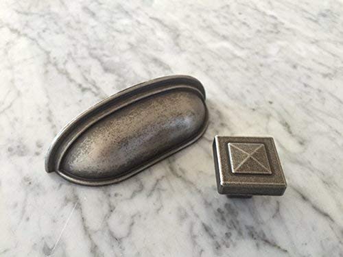 Sonoma Cabinet Hardware Montana Pull Bin Cup Handle Antique Pewter 3" Betweeen Screw Holes New 12 Pull Pack #TOP4