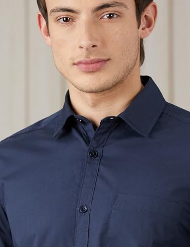 Image of Amazon Brand - Symbol Men's Solid Slim Fit Cotton Casual Shirt | Plain | Full Sleeve | Summer (Available in Plus Sizes)