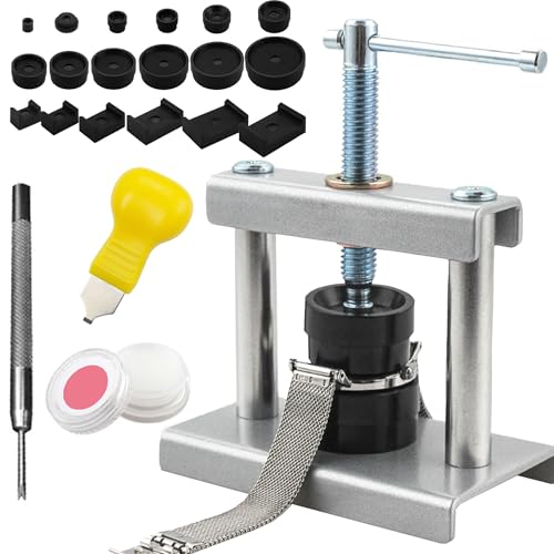 MZSX Watch Press Tool Set Press Tool Watch Repair Set with 18 Dies Battery Replacement for Snap Off/On Back Cover epair Kit for with A Pry Opening