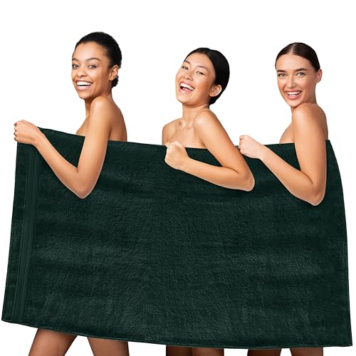 Image of Elegant Comfort Three Line Popcorn Towel Set for Bathroom 35 x 70 inches, Premium Hotel Quality 1-PACK Jumbo Towels, 100% Turkish Cotton, Soft and Durable, Quick Dry and Highly Absorbent, Forest Green