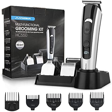 Hangsun Beard Trimmer Men, Hair Clippers Cordless Grooming Kit HC550 For Mustache, Head, Body, Face and Nose Hair USB Rechargeable 10-in-1 Hair Trimmers Cover