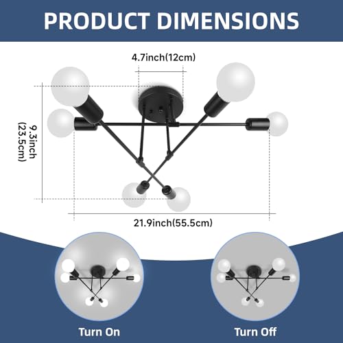 Lustre de salon à 6 lampes modulables pour optimiser l'éclairage des grands espaces - 5