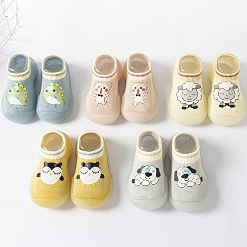 sfdgfhyf Boys Girls Antislip Shoes Baby Home Slippers Cartoon Warm House Slippers for Infant Lined Winter (Grey, 12-18 Months)2