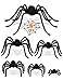 HOPOCO 6 Packs Halloween Plush Spiders Set Scary Fake Spider for Indoor Outdoor Halloween Decor for Home Party Yard Haunted House Decorations (6 Different Sizes)