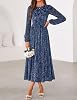 Vestido midi floral de manga larga para invitada de boda de otoño ZESICA 8