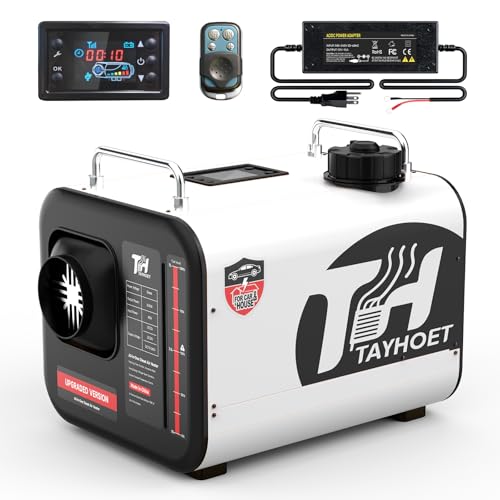 7L Diesel Heater, 12V/24V/110V 8KW Portable Diesel Air Heaters with LCD Switch, Remote Control for Camping, RV, Garage, Car, Tent, Boat Heater, White