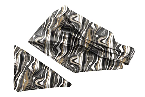 Image of BLACKSMITH Jacquard Microfiber Neckwear Ascot and Matching Pocket Square Set for Men