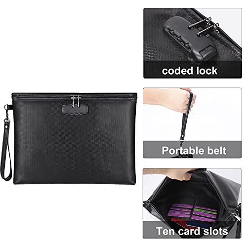 Fireproof Document Bag With Lock, Zoopip 14.3"X10.2" Fireproof And Waterproof Money Bag With Zipper Closure, Storage Pouch For A4 Letter Size Document, Cash, Cell Phone, Tablet, Credit Card,Passport #TOP2