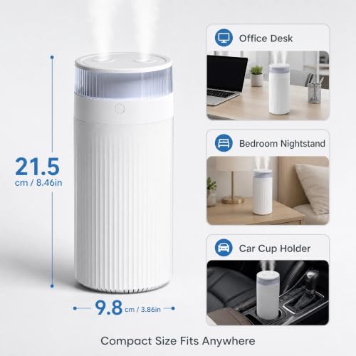 Portable Mini Humidifier 1.2L, Cool Mist for Bedroom Office Home, Auto Shut-Off, Dual Mist Modes, Night Light, Quiet Operation - image 2
