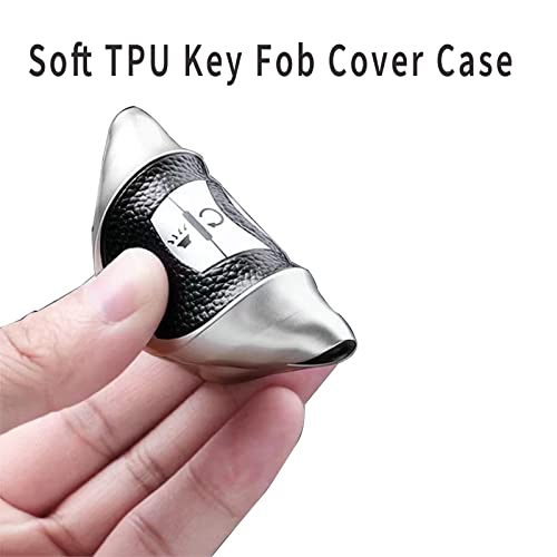 Image of for Buick Key Fob Cover Soft TPU with Leather Keychain Key Case Shell Full Protective Cover Compatible with Buick 2015-2023 GL8 Verano Enclave Regal Lacross Encore Envision 6 Button, A Green