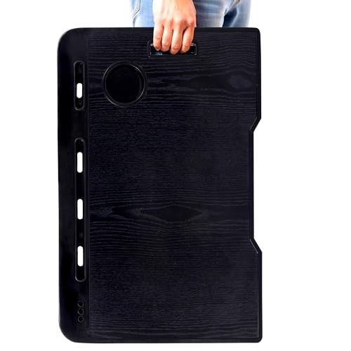 Image of Foldable Wooden Laptop Bed Tray Table, Multifunction Lap Tablet Desk with Cup Holder, for Eating Breakfast, Reading Book, Working, Watching Movie on Bed (Black)