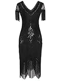 MISSCHEN 1920 Dresses Great Gatsby Dress Themed Roaring 20s Dresses Flapper Dress with Sleeve YLS018 L Glam Black