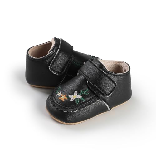 Image of HsdsBebe Baby Boys Girls Pu Leather Hard Bottom Walking Sneakers Toddler Rubber Sole First Walkers Infant Cartoon Slippers Crib Shoes