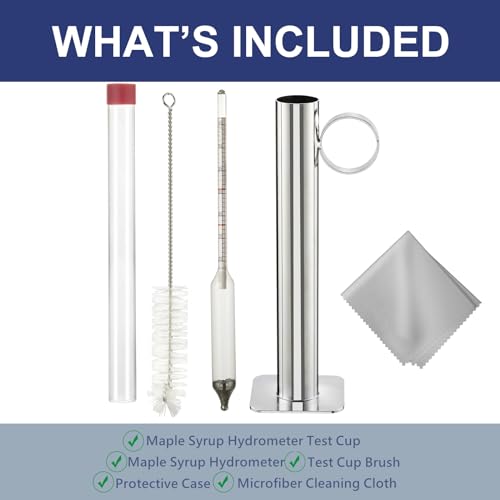 Image of Maple Syrup Hydrometer Test Cup Kit, Maple Syrup Density Kit, Measures Sugar Content in The Syrup, Stainless Steel Maple Syrup Kit, Easy to Read and Accurate, with Cleaning Brush