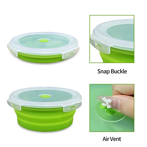Findworld Collapsible Camping Bowl With Lid Stainless Steel Fork-Silicone Foldable Travel Bowl-Expandable Reusable Portable Bowl-Microwave And Fridge Storage Bowl For Travel, Outdoor Sports 41 Oz #TOP4